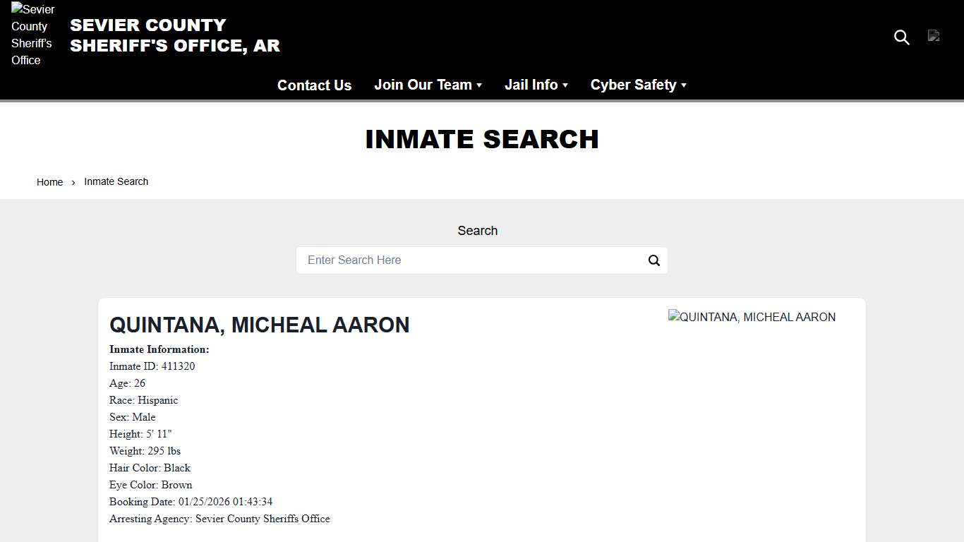 Inmate Search Sevier County Sheriff’s Office